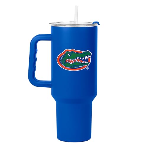 Logo Brands NCAA 40 oz Tumbler with Handle -Stainless Steel Insulated Travel Tumbler with Straw Lid  Powder Coated, Leak-Resistant, Keeps Drinks Hot/Cold  Perfect for Tailgating, or Everyday Use