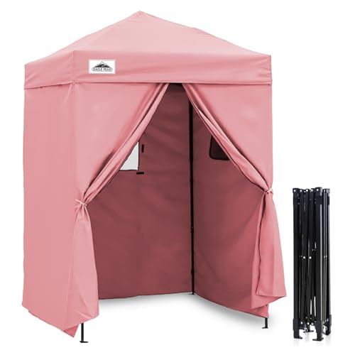 EAGLE PEAK Flex Ultra Compact 5x5 Pop-up Canopy, Sun Shelter, Changing Room, Portable Privacy Tent for Pool, Fashion Photoshoots, or Camping, Pink