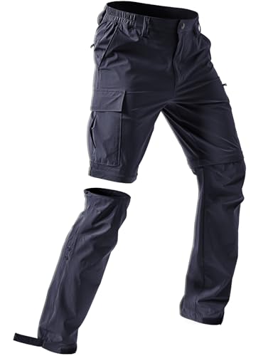 Moosehill Men's-Hiking-Pants Convertible Quick-Dry Water-Resistant Lightweight Zip-Off Outdoor with 5 Deep Pockets
