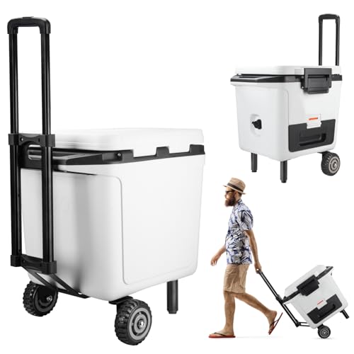 WEIGUZC Cooler Wheels Kit for Ninja FrostVault 30qt/50qt Hard Cooler - 5 Inch Wheels & Retractable Handle - Heavy Duty Cooler Accessories for Camping & Beach (Wheel Kit Only)