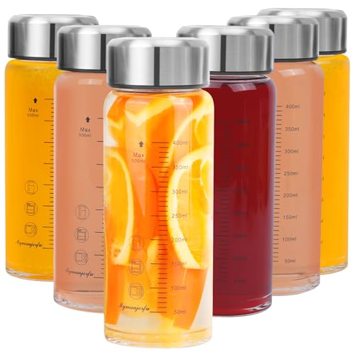 Mymanjerfu Glass Juice Bottles 16 oz (6 Pack)