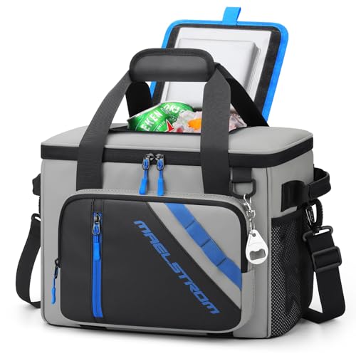 Maelstrom Cooler Bag, 30 Cans Beach Cooler, Large Leakproof Insulated Soft Cooler with Bottle Opener, Ice Chest, Portable Collapsible Cooler for Travel, Camping, Shopping