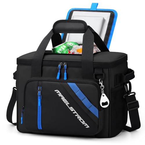 Maelstrom Cooler Bag, 30 Cans Beach Cooler, Large Leakproof Insulated Soft Cooler with Bottle Opener, Ice Chest, Portable Collapsible Cooler for Travel, Camping, Shopping