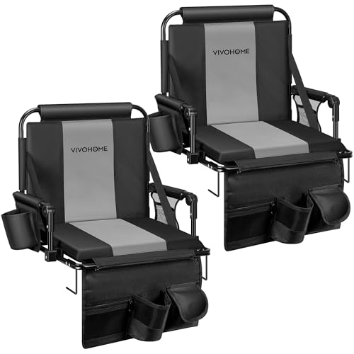 VIVOHOME Stadium Seats with Back Support and Cushion (Black/Gray)