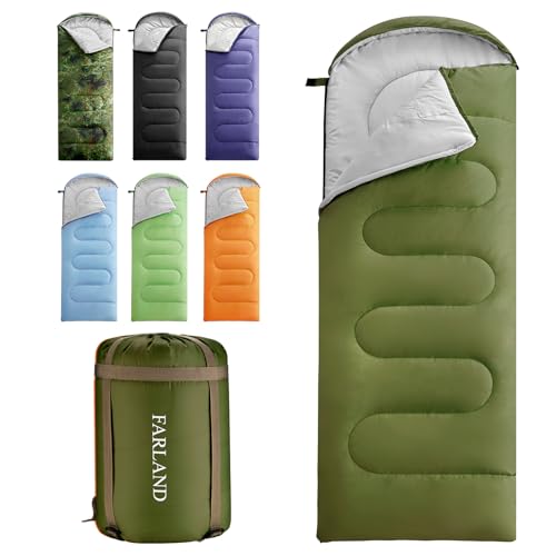 FARLAND Sleeping Bags 30F for Adults Teens Kids with Compression Sack Portable and Lightweight for 3-4 Season Camping, Hiking,Waterproof, Backpacking and Outdoors