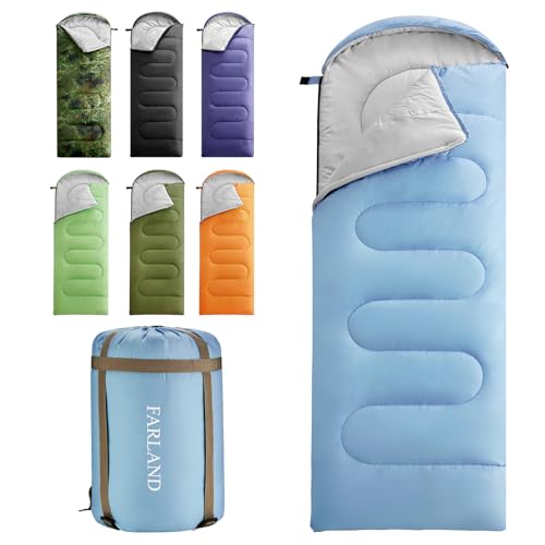 FARLAND Sleeping Bags 30F for Adults Teens Kids with Compression Sack Portable and Lightweight for 3-4 Season Camping, Hiking,Waterproof, Backpacking and Outdoors