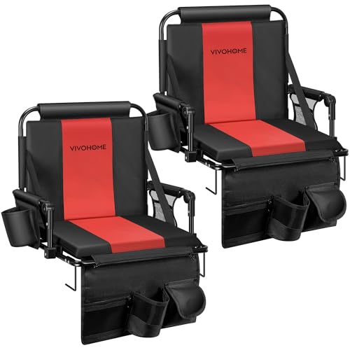 VIVOHOME Stadium Seats with Back Support and Cushion (Black/Red)