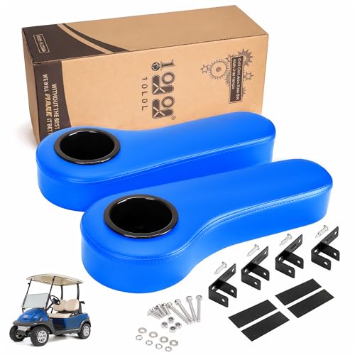 10L0L Golf Cart Rear Seat Kit Arm Rest Set with Cup Holder for Yamaha EZGO Club Car/Yamaha UV-Proof Coating Long Lasting, No Drilling Kits Include