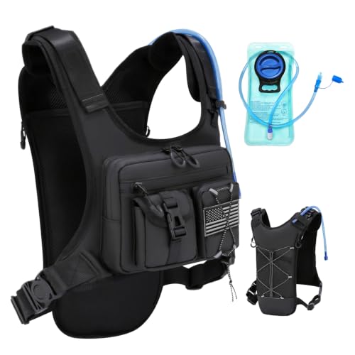 USA Original Patent Running Hydration Vest Backpack, Lightweight Chest Pack with 2.0L Water Bladder Bag Daypack for Hiking Running Cycling Race Marathon for Women Men