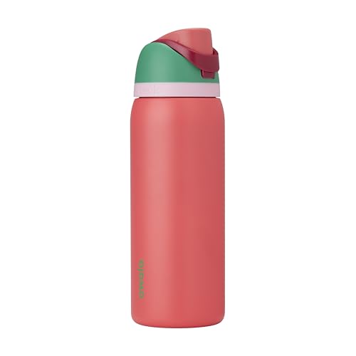 Owala FreeSip Insulated Stainless Steel Water Bottle with Straw for Sports, Travel, and School BPA-Free Sports Water Bottle, 32 oz, Strawberry Field