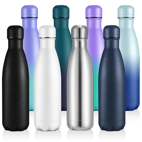 Volhoply 17oz Stainless Steel Water Bottles Bulk, Leakproof Insulated Metal Water Bottle for Sports, Travel, Adult, Available in Packs of 1, 4, 8, or 12(Mix,8 Pack)