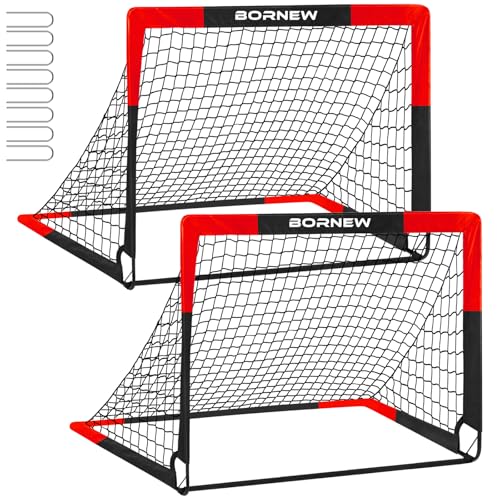 2 Pack Soccer Goal - Backyard & Indoor Soccer Goals for Kids, 6X4 / 4X3 ft Portable Pop Up Soccer Nets Set for Youth & Adult and Outdoor Games and Soccer Training Equipment Ages 3-16 Year Gift