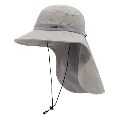 TOP-EX Cooling Sun Hat with Neck Flap  UPF 50+ Wide Brim Breathable Hat for Hiking, Fishing & Big Heads