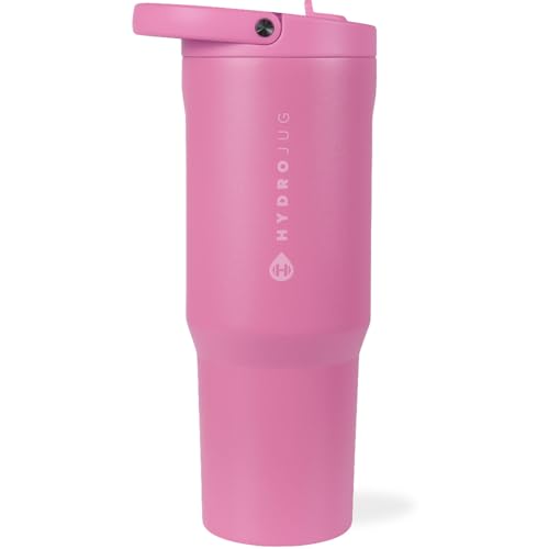 HydroJug Sport - Stainless Steel Tumbler with Straw, Vacuum Insulated, 32oz Leakproof Water Bottle, Ergonomic Design, Reusable, Dishwasher Safe, Rubber Base, Durable for Gym or Outdoors, Taffy