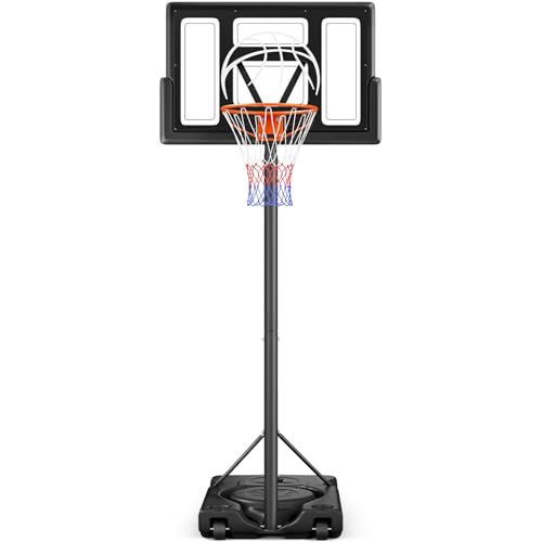 Basketball Hoop Outdoor 10ft Adjustable, Portable Basketball Hoop Goal System for Kids Youth and Adults in Backyard/Driveway/Indoor, 44 Inch Shatterproof Backboard and Larger Base