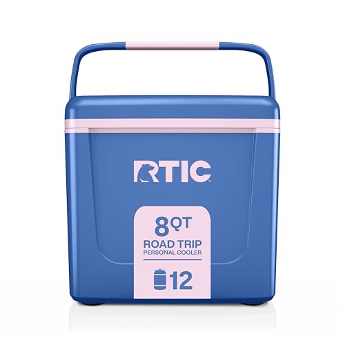 RTIC 8 QT Road Trip Personal Cooler, Small, Compact, Insulated, Portable Ice Chest Box for Food, Drink, Beverage, Beach, Camping, Picnic, Fishing, Boat, 12-Can Capacity