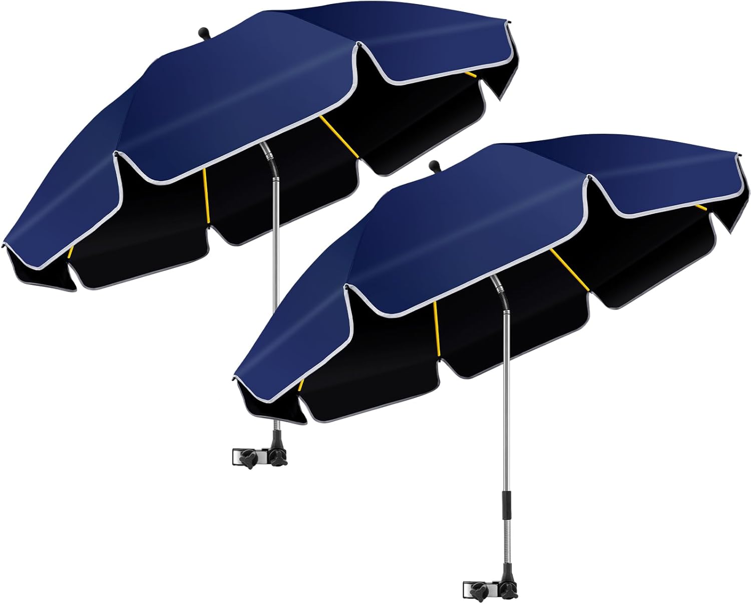 48.8 inch Large Beach Umbrella with Clamp Sun Shade for Beach Chair, 360Adjustable UV Protection Golf Umbrella with Clip for Outdoor Stroller Wheelchair Camping Chair