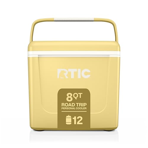 RTIC 8 QT Road Trip Personal Cooler, Small, Compact, Insulated, Portable Ice Chest Box for Food, Drink, Beverage, Beach, Camping, Picnic, Fishing, Boat, 12-Can Capacity