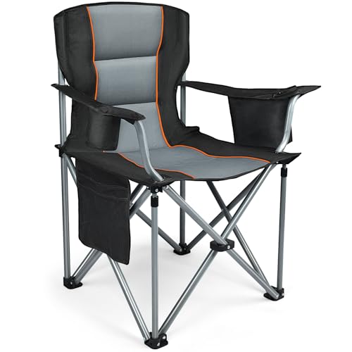 Camping Chairs for Adults Heavy Duty, Oversized Fully Padded Folding Chairs for Outside with Cup Holder, Cooler Bag and Side Pocket, Support 400 Lbs, Versatile for Sports,Outdoors & Lawns