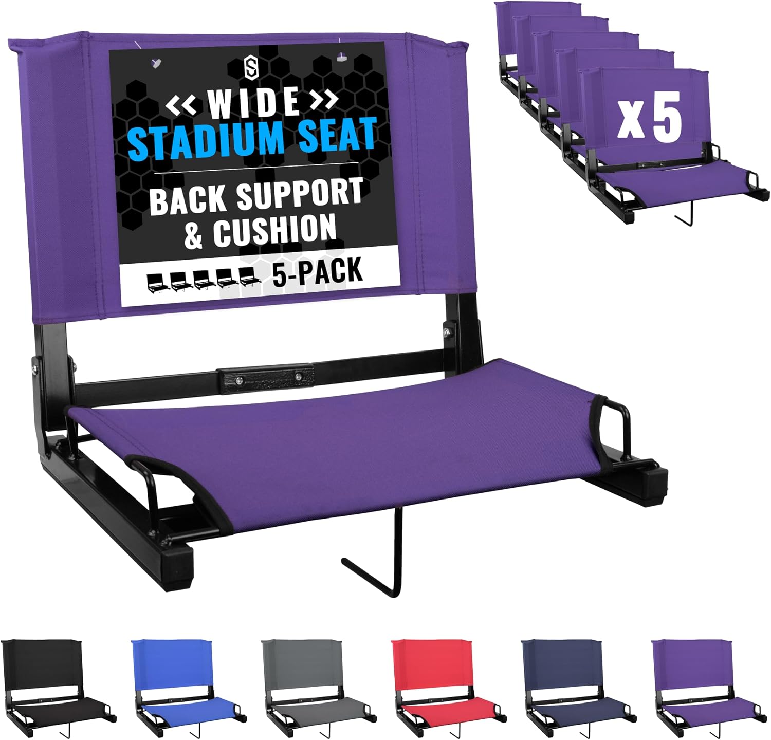 Sports Unlimited - Bleacher Chairs with Back and Cushion - Stadium Seats with Back Support Wide and Regular, Stadium Chair