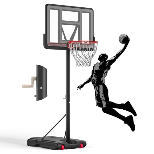 IGL Portable Basketball Hoop, 5.6-10FT Adjustable Basketball Goal System, 44 Inch Outdoor Basketball Hoop & Goals for Kids, Youth, and Adults in The Backyard, Driveway with PC Backboard