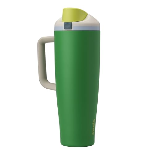 Owala FreeSip Tumbler Insulated Stainless Steel Water Bottle with Built-in Straw and Side Handle, For Travel, Work, School, and Sports, 40oz, BPA Free, Leak Proof, Putting Green