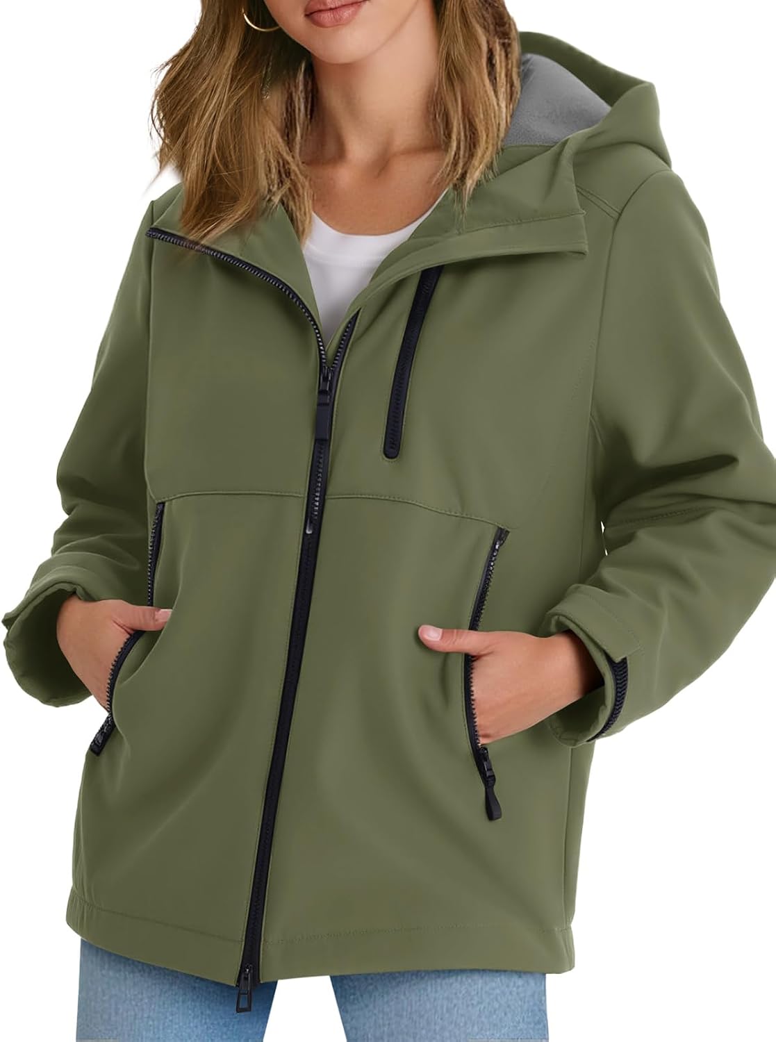 Yousify Womens Fleece Lined Rain Jacket (Premium Option)