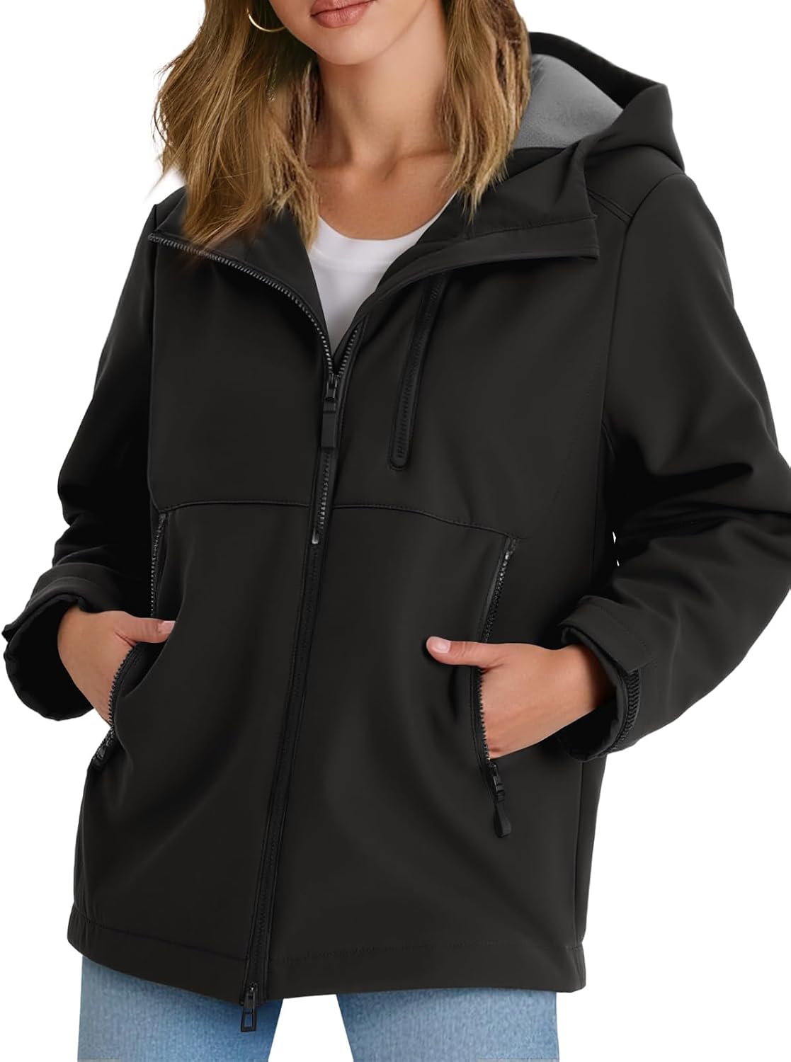 Yousify Womens Fleece Lined Rain Jacket