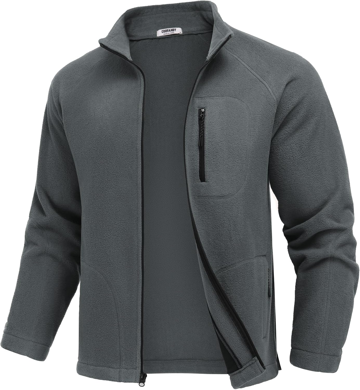 COOFANDY Men's Fleece Jackets Full Zip Raglan Long Sleeve Lightweight Casual Outdoor Warm Jacket Coat with Pockets