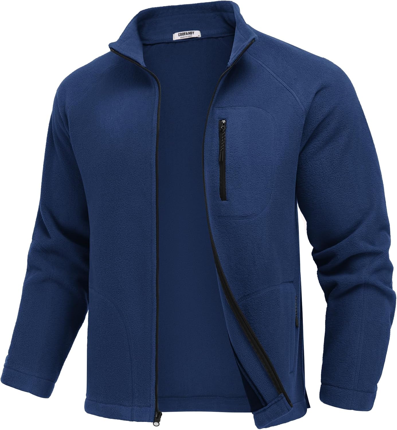 COOFANDY Men's Fleece Jackets Full Zip Raglan Long Sleeve Lightweight Casual Outdoor Warm Jacket Coat with Pockets