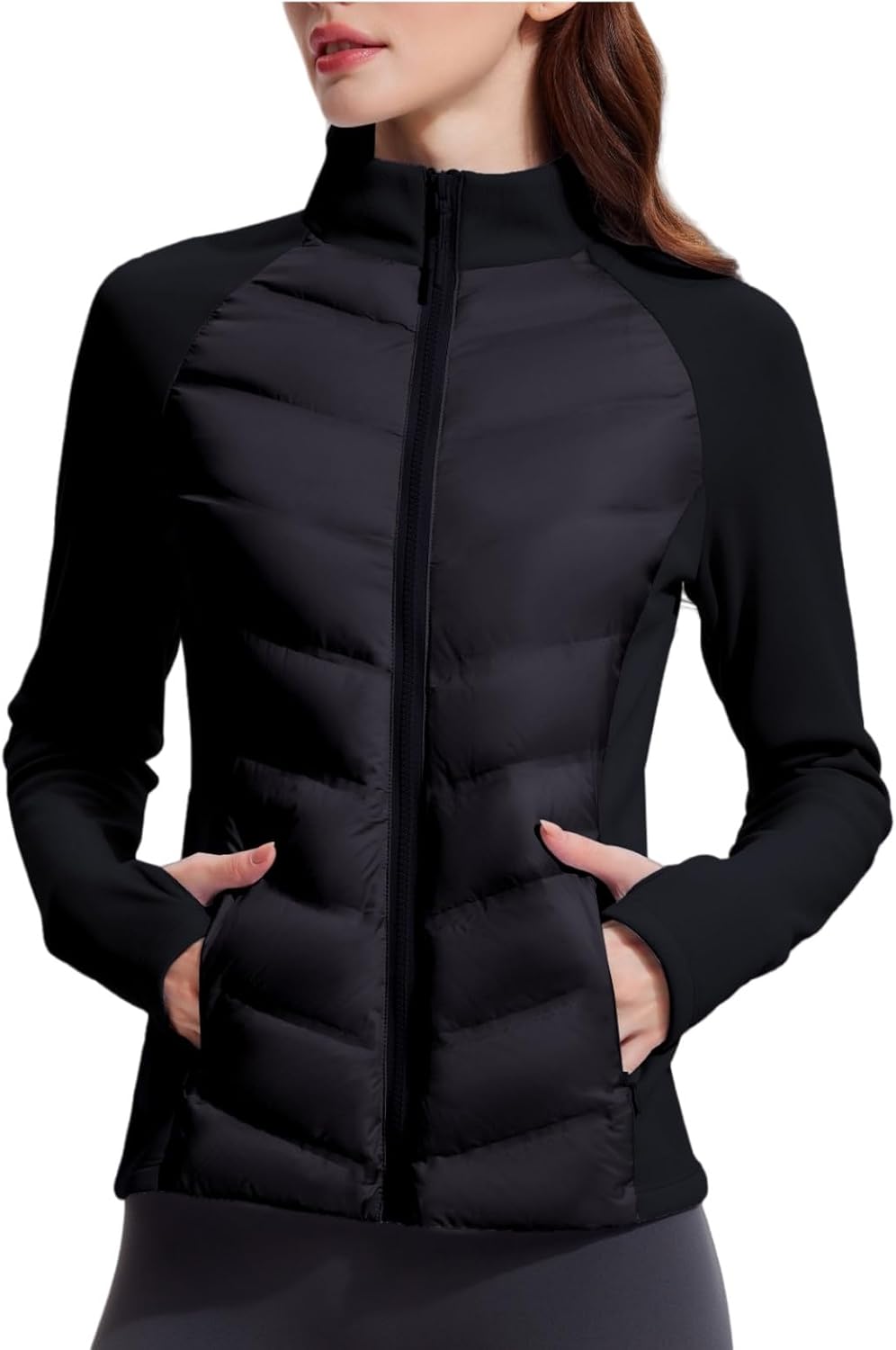 AFZ Womens Lightweight Puffer Jacket Water Resistant Athletic Quilted Fall Duck Down Jackets for Hiking Running
