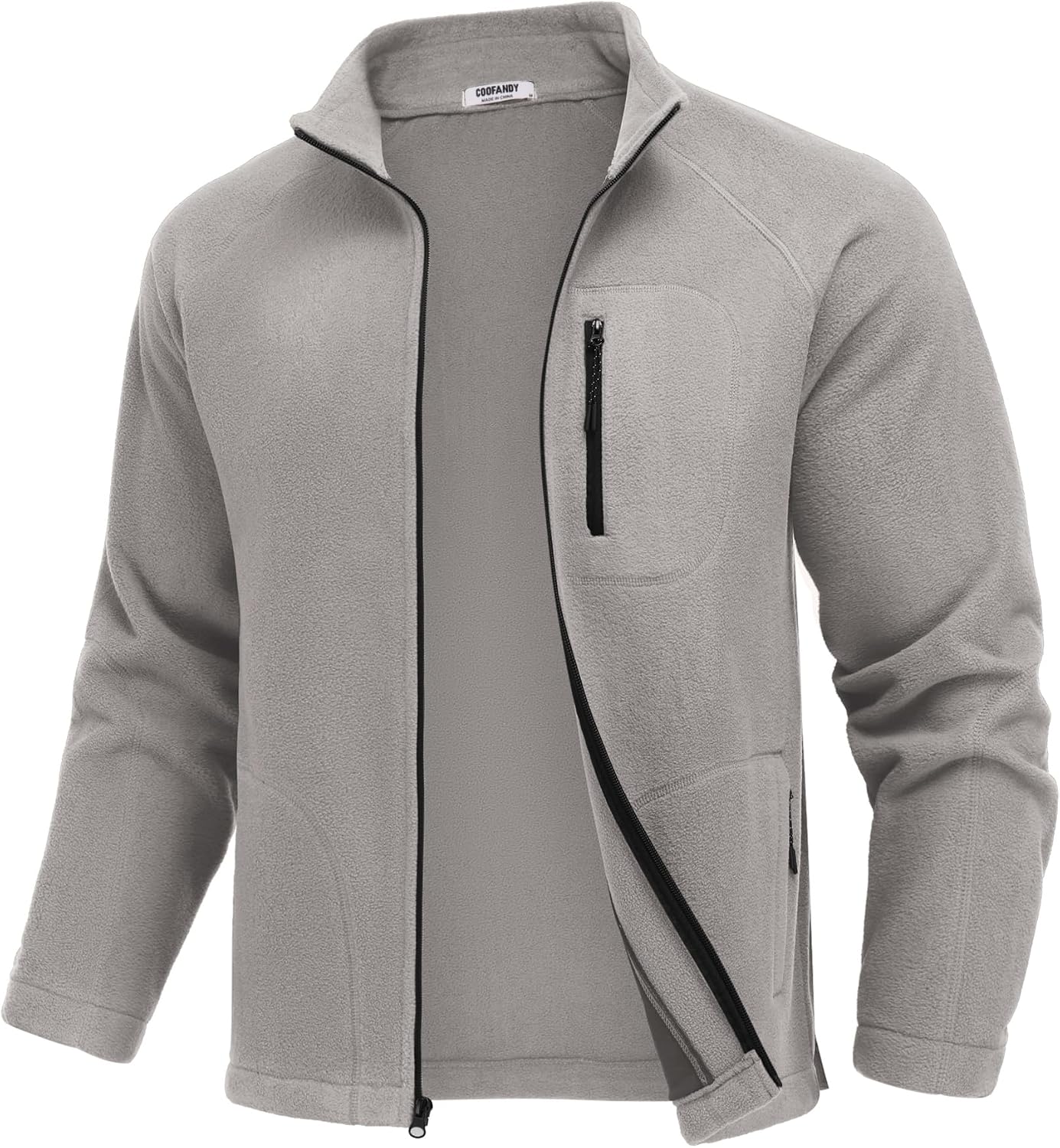 COOFANDY Men's Fleece Jackets Full Zip Raglan Long Sleeve Lightweight Casual Outdoor Warm Jacket Coat with Pockets