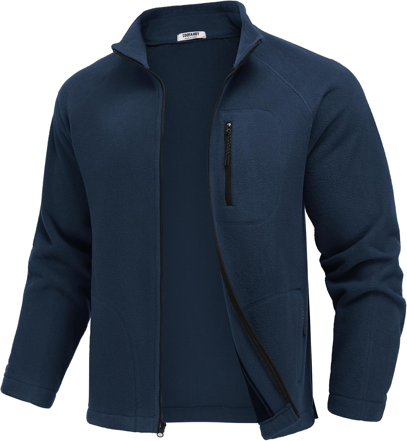COOFANDY Men's Fleece Jackets Full Zip Raglan Long Sleeve Lightweight Casual Outdoor Warm Jacket Coat with Pockets