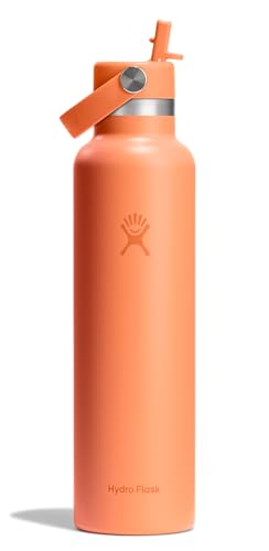 Hydro Flask Water Bottle - Insulated Stainless Steel - Straw Lid, Non Spill, Leakproof in 24 Oz Nectar Orange