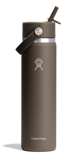 Hydro Flask Water Bottle - Insulated Stainless Steel - Wide Straw Lid, Non Spill, Leakproof in 24 Oz Sandpiper