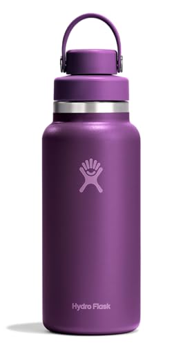 Hydro Flask Water Bottle - Insulated Stainless Steel - Wide Mouth Flex Chug Lid, Non Spill, Leakproof in 32 Oz Beachplum Purple