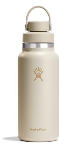 Hydro Flask Water Bottle - Insulated Stainless Steel - Wide Mouth Flex Chug Lid, Non Spill, Leakproof in 32 Oz Coconut Cream