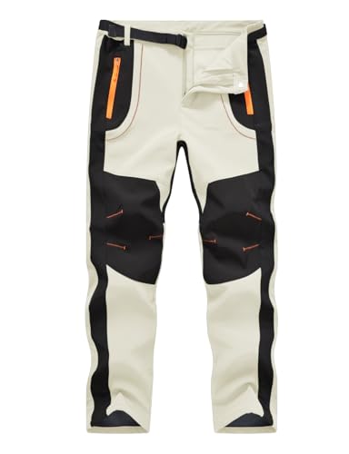 TBMPOY Men's Snow Ski Hiking Pants Waterproof Winter Fleece Lined Pants Camping Skiing Ice Fishing Pants with Belt