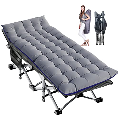 LILYPELLE Folding Camping Cot, Extra Wide Heavy Duty Sleeping Cots with Carry Bag, Double Layer Oxford Portable Travel Camp Cots for Home, Office Nap and Outdoor Beach