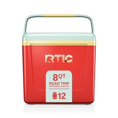 RTIC 8 QT Road Trip Personal Cooler, Small, Compact, Insulated, Portable Ice Chest Box for Food, Drink, Beverage, Beach, Camping, Picnic, Fishing, Boat, 12-Can Capacity